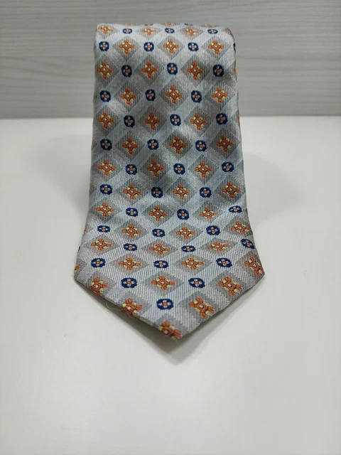 Cravatta Lorenzo Cana In Seta 100% – Strisce Blu Argento – Eleganza Italiana Per Matrimonio E Business - 2