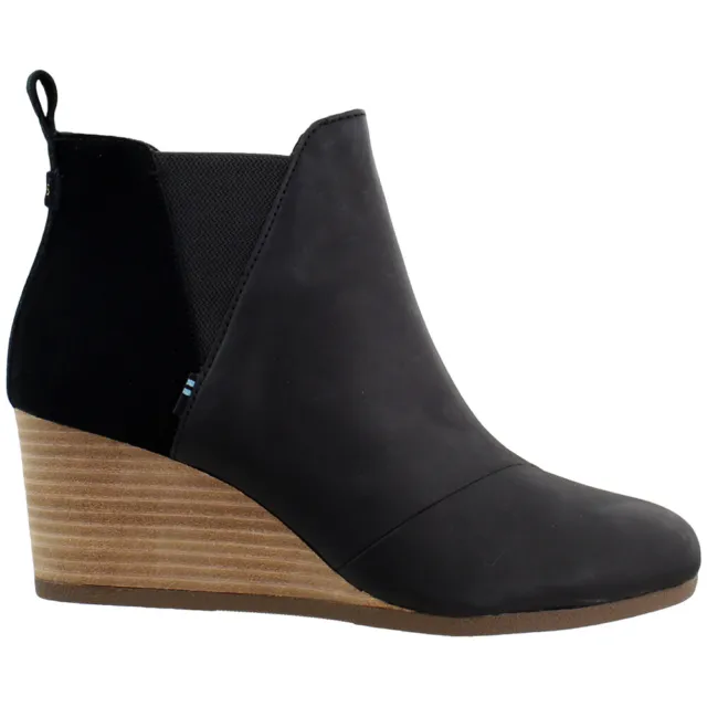 TOMS Kelsey Wedge Booties Womens Black Casual Boots 10015781
