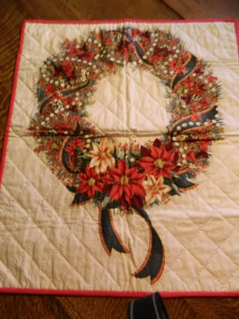 Quilted Christmas Poinsettia Wreath Wall Hanging
