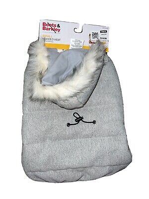 Small Boots and Barkley hooded vest pet apparel gray/White Brand New