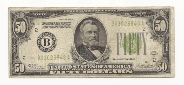 1934 $50 Dollar Bill Federal Reserve Note FRN New York Lime Green Seal 948A-IFM
