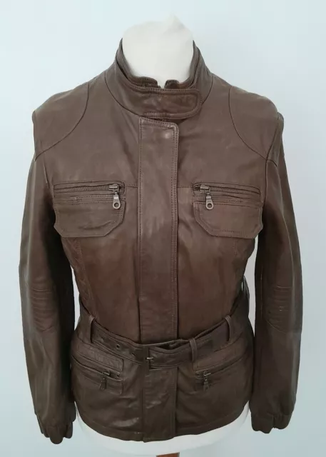 NEXT - REAL LEATHER Belted Jacket Coat Mid Brown Soft Size 10 - NWT