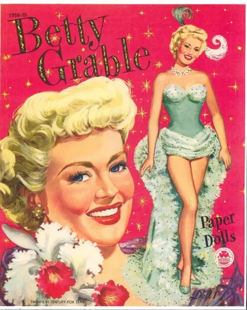 VINTAGE UNCUT 1940S Betty Grable Paper Dolls Hd Laser Reproduction~Lo ...