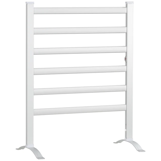 HOMCOM Scaldasalviette Elettrico 6 Barre con Temperatura 45°C-55°C Bianco