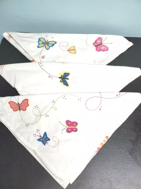 Pottery Barn Kids Mia Butterfly Floral Valance  Lot Of 3 Embroidered 40x17”