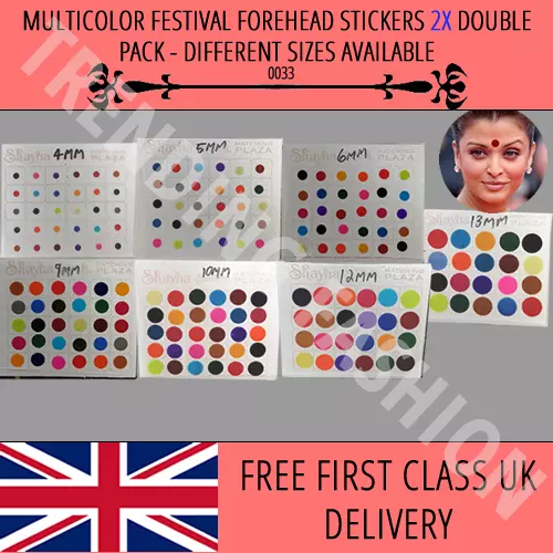 Indian Spot Circle Forehead Bridal Bindi Multi Pieces ,Sizes Face Tattoo Sticker