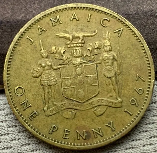 1967 Jamaica 1 Penny Coin   ( Mintage 2.7 Million )    #B1510