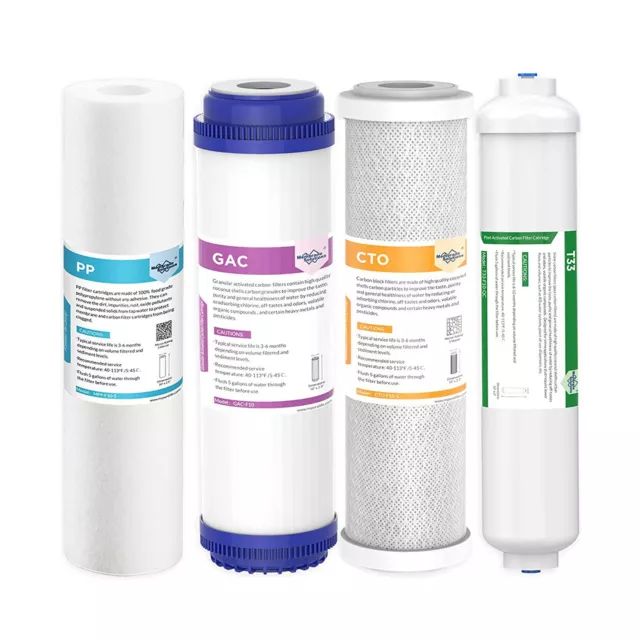 4 Stage Reverse Osmosis System RO Sediment Carbon Block Water Filter Cartridges