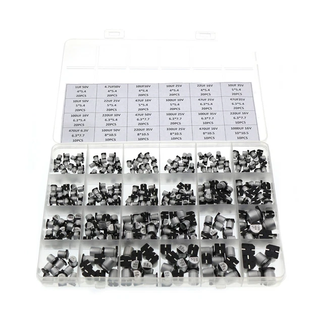 400pcs 1uF - 1000uF 24 Values SMD Aluminum Electrolytic Capacitors Kit