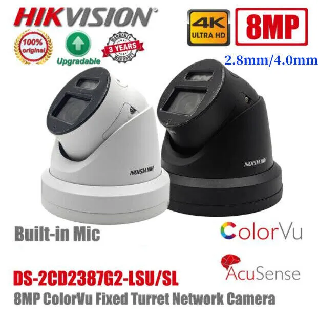 Hikvision 8MP 4K ColorVu 2-Way Audio AcuSense PoE IP camera DS-2CD2387G2-LSU/SL