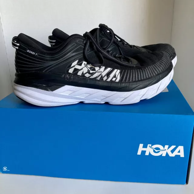 HOKA ONE ONE Bondi 7 Mens Shoes Size 10 Black & White Running Shoes ...
