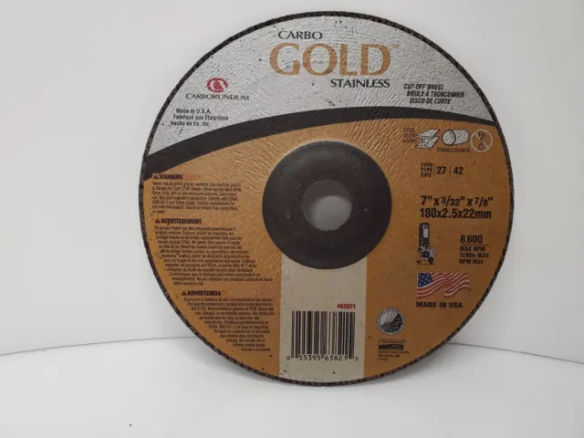 Cutting Wheel Carborundum Carbo Gold Stainless 7"x3/32"x7/8" ( 10x) - (O-0079)