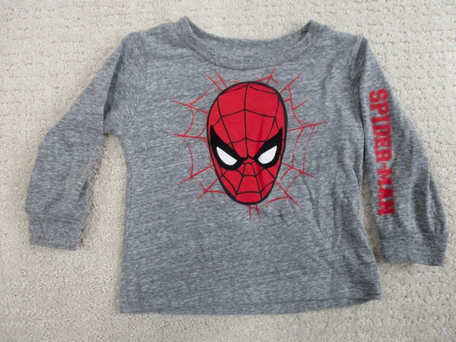 Marvel Spiderman Boys 2T Toddler Kids Long Sleeve T-Shirt Graphic Spell Out