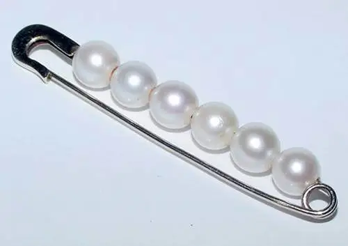 Broche épingle vintage TRES RARE or blanc 14 carats 6 perles en toute sécurité 4,1 gr