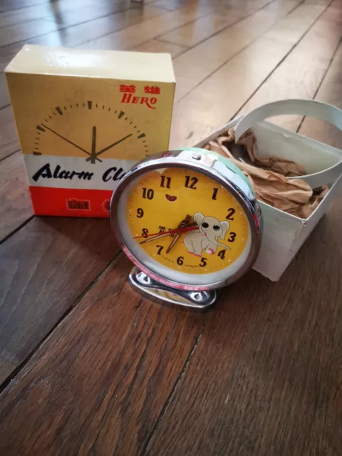 Réveil animé vintage Hero Alarm clock animal neuf éléphant jaune