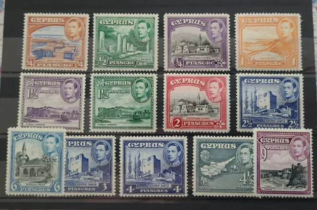 Cyprus Stamps George VI 1938 13 stamps to 9 Piastres: mounted mint