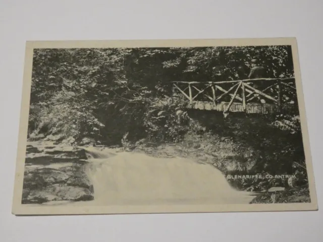 Postcard Vintage  Wooden Bridge Waterfall N Ireland Glenariffe Antrim