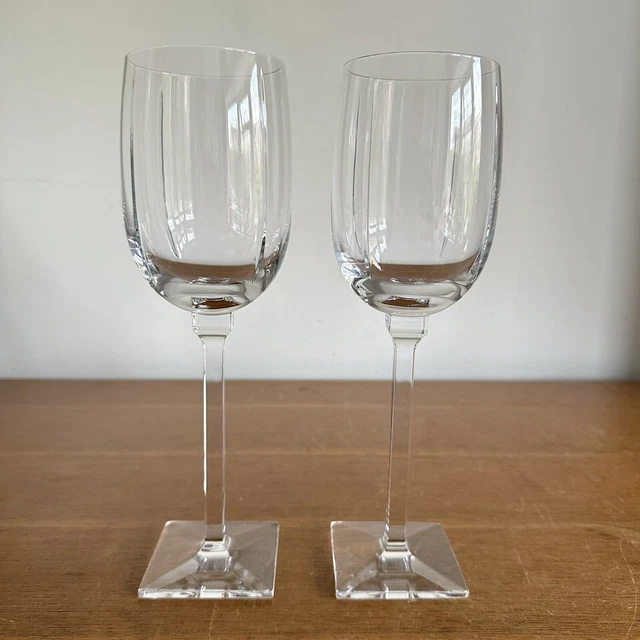 LOUISE KENNEDY TIPPERARY Pair Earth Star Crystal Wine Glasses 24cm
