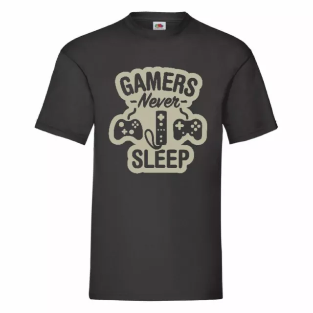 Gamers Never Sleep Gaming T Shirt Small-3XL