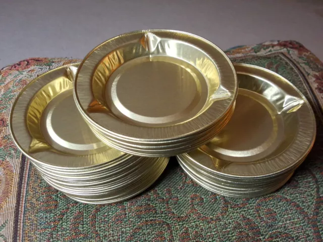 Vintage Disposable Gold Tin Foil Ashtrays Restaurant Parties Home 62 pcs 3.5''