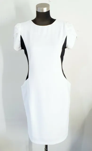 Esley White Black Dress with Pockets Size Medium Sheath