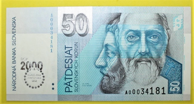 A12 - Slovakia 50 Korun 1993 Crisp Uncirculated Banknote P-35 **Milenium 2000**