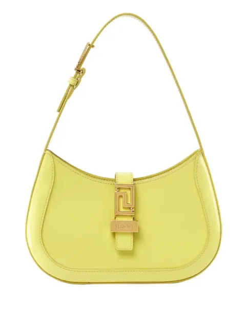 Versace Greca Goddess Small Yellow Leather Hobo Bag New SS24