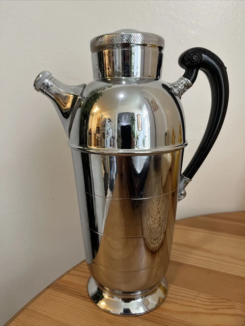 Vintage Art Deco Krome-Kraft Farber Bros NY Hammered Chrome Cocktail Pitcher