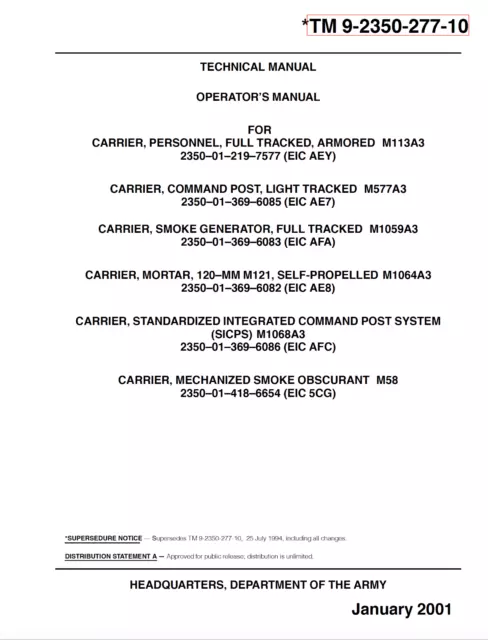 40+ M113 Armored Personnel Carrier APC Operator Maintenance Repair Manuals on CD