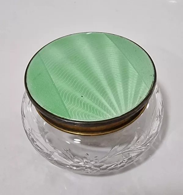 Vintage Cut Glass Dressing Table Bon Bon Trinket Jar With Lid