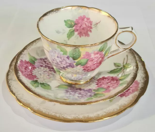 Royal Stafford "Carousel" Bone China Trio, Hydrangea Pattern, Made in England