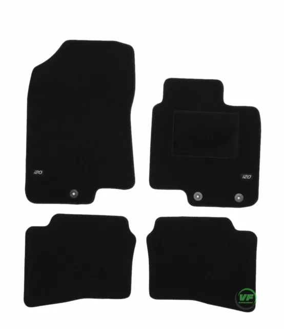 LOGO Fully Tailored black floor car mats for Hyundai i20 2014-2020 4pcs set