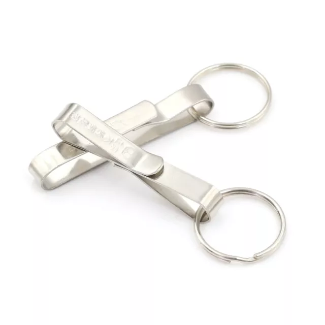 STAINLESS STEEL COMPACT Quick Release Keychain Belt Clip Key Ring ...