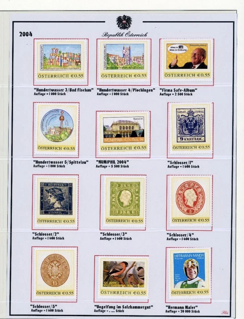 Österreich Lot personalisierte Briefmarken aus 2004 postfrisch siehe Bilder