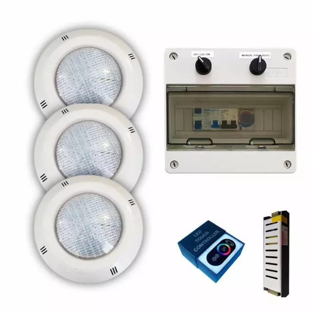 Lot De 3 Projecteurs LED Rgbv 15W Câble 4 Fils Configurables + Transformateur+