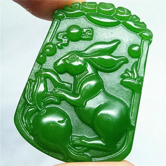 Rabbit Collection Chinese Zodiac pendant natural jade China New Necklaces green