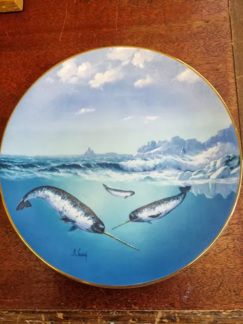 1991 "Unicorn of the Sea" Vanishing Gentle Giants Narwhal Collectable Plate