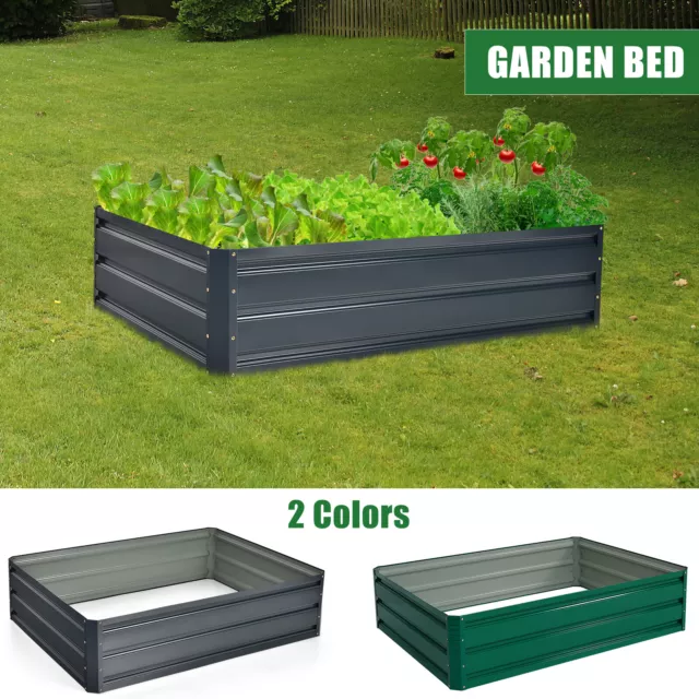 Outdoor Garden Raised Bed Planter Flowers Vegetable Herb Galvanised Steel Patio