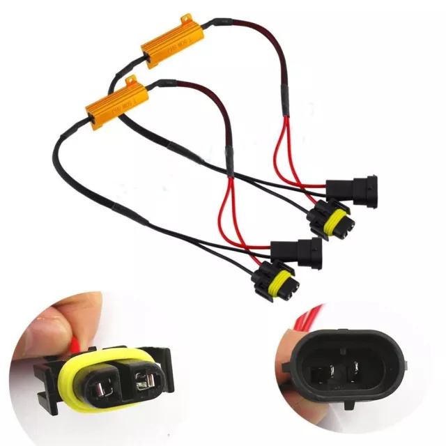 2X H8 H11 LED HID Headlight DRL Fog Light Load Resistors Wiring Harness HE