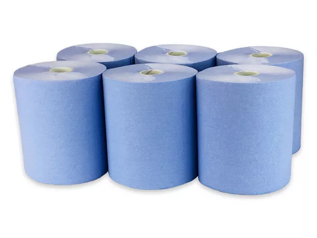 6x Handtuchrollen geeignet für Tork H1 blau 21 cm Papierrollen 2-lagig Gastro