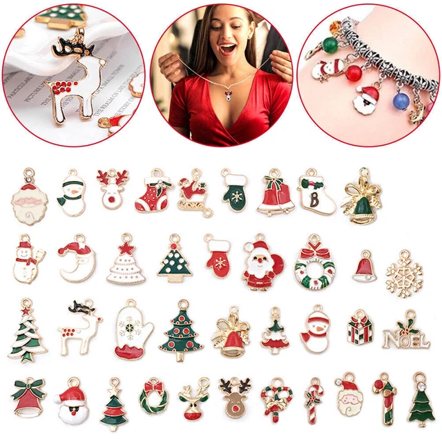 38/20 x Weihnachtsbaum Schneemann Hirsch Weihnachtsmann Glocken Socken Emaille Charms Anhänger zum Selbermachen