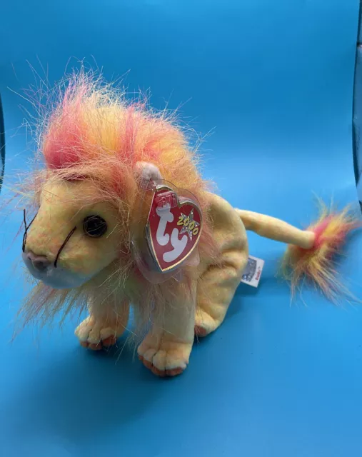 Ty Beanie Babies Bushy The Lion 2000 With Tag In Plastic Protector