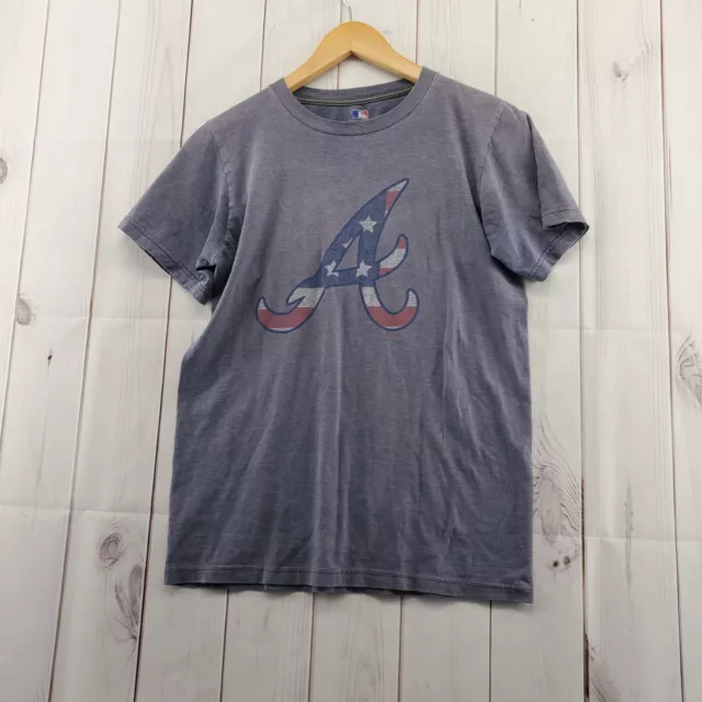 Atlanta Braves T Shirt Womens Small Tee USA Short Sleeve Pullover Gray