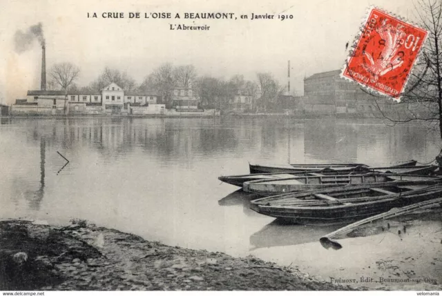S5214 cpa La Crue de l'Oise à Beaumont en 1910 - L'Abreuvoir