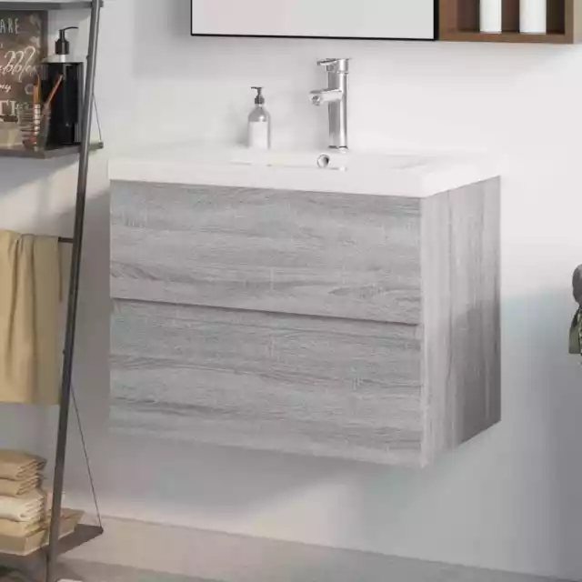 Mueble con Lavabo Armario de Baño Fregadero Lavamanos Madera Ingeniería vidaXL 2