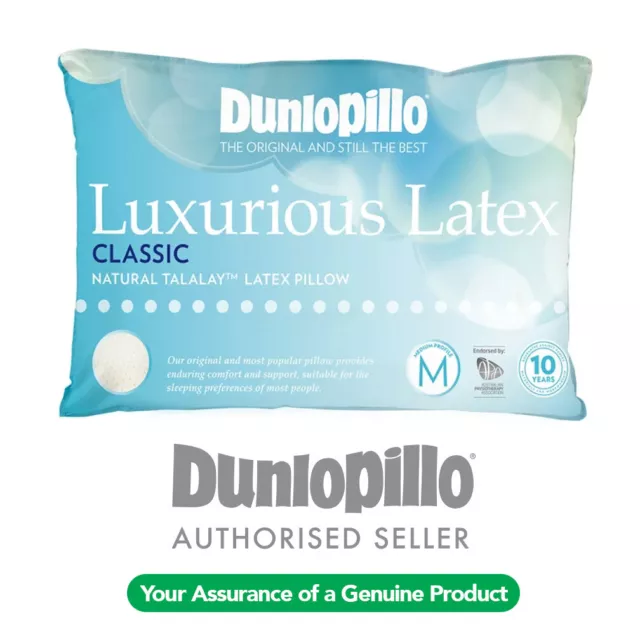 GENUINE DUNLOPILLO Classic Medium Profile & Feel Talalay  Latex Pillow RRP $149