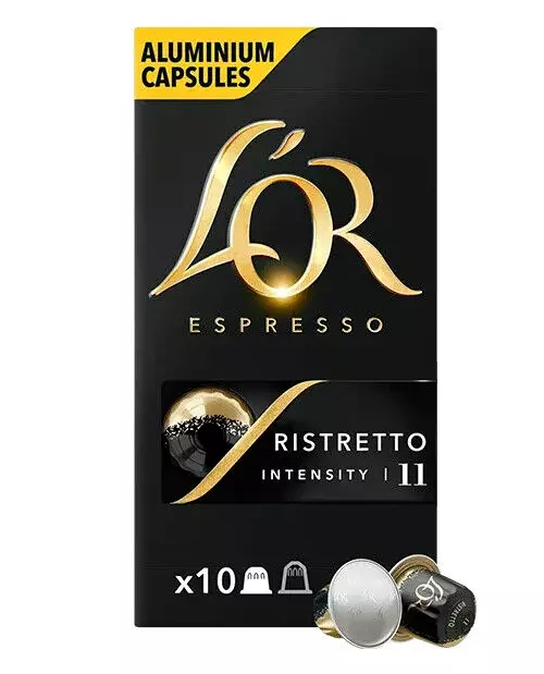 100 Capsules machine café Espresso L'Or Ristretto 10 paquets de 10