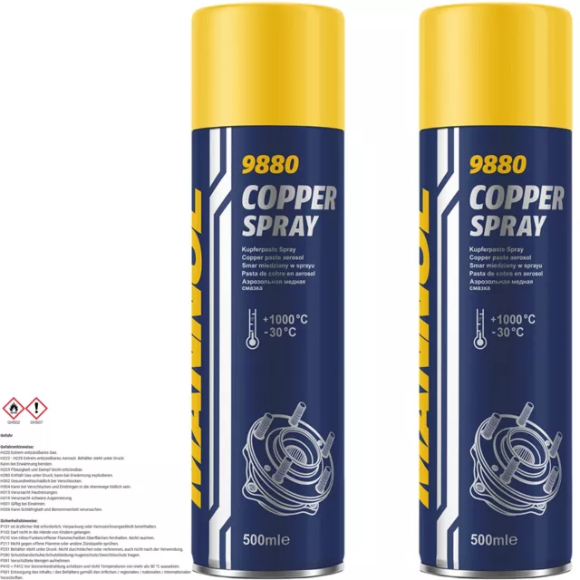 2x 500mL MANNOL KUPFERPASTE SPRAY COOPER BREMSENSPRAY SCHMIERPASTE BREMSPASTE