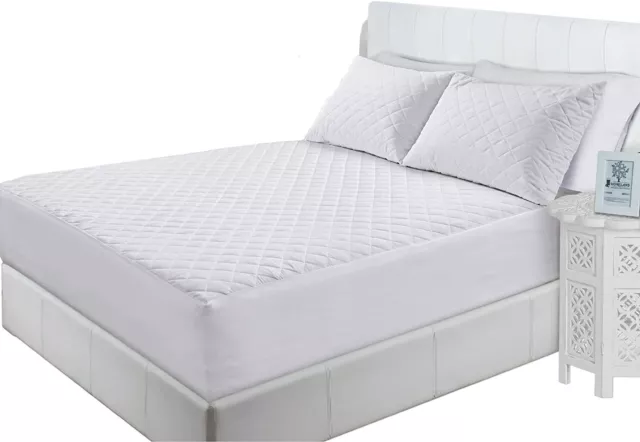 30cm Deep Poly-Cotton Quilted Fitted Mattress Protectors All Sizes