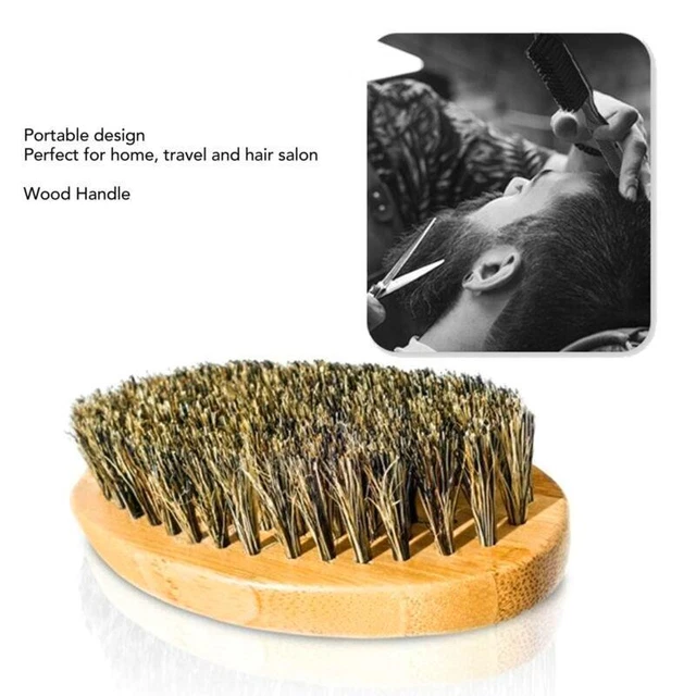 Portable Wooden Handle Beard Mustache Brush Grooming Tool for Men